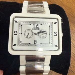Just Cavalli White and Silver Square Dial Bracelet Watch